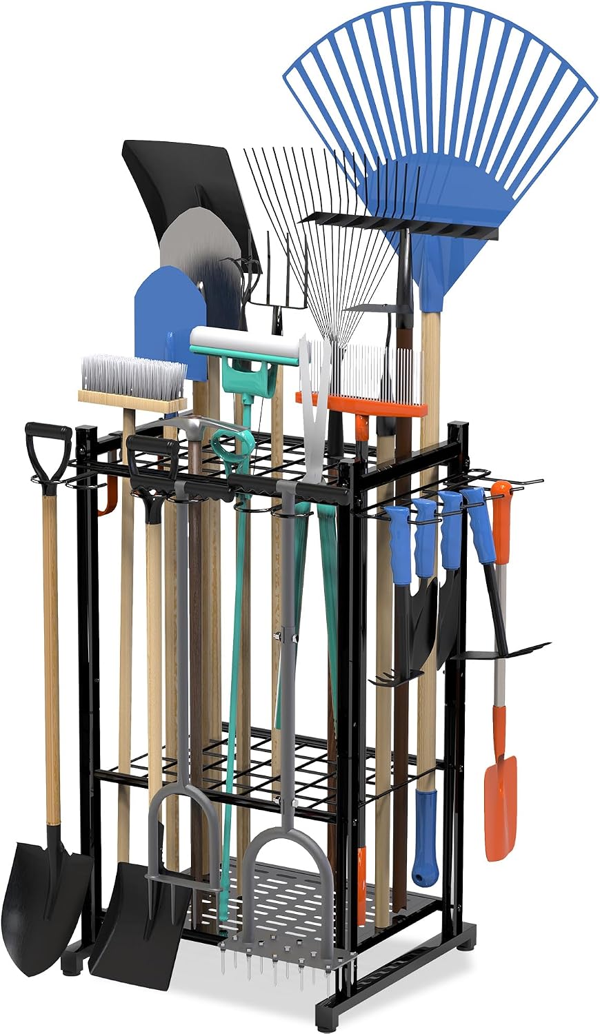 Sttoraboks Heavy-Duty Steel Garden Tool Organizer Rack, Holds 50 Tools