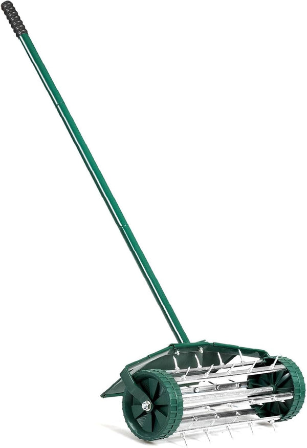 Happytools Rolling Lawn Aerator, 50" Handle