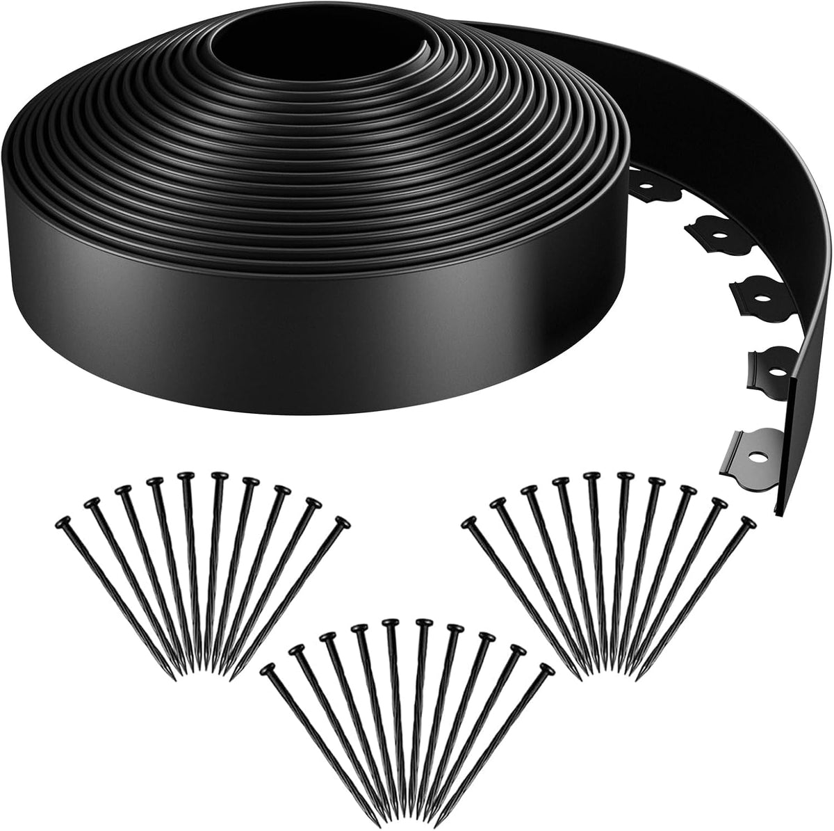 AGTEK 49ft Plastic Landscape Garden Edging Kit, No-Dig, w/ 30 Stakes