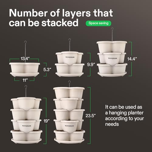 VIVOSUN 5 Tier Vertical Gardening Stackable Planter for Flowers, Ivory