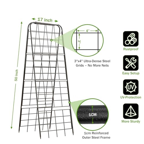 Heavy Duty 50"x17" Adjustable A-Frame Trellis for Climbing Plants