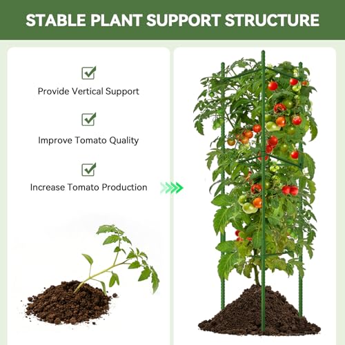 4 Pack Tomato Cages for Garden, Up to 63 inch(5.2FT)