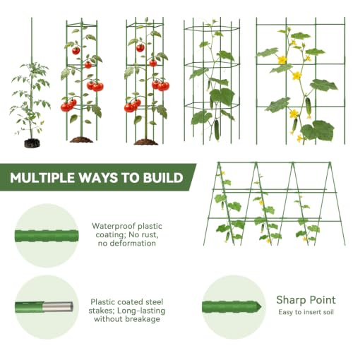 4 Pack Tomato Cages for Garden, Up to 63 inch(5.2FT)