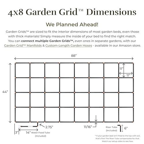 Garden Grid 4x8 | Irrigation System for Garden Bed Watering | Pre-Assembled