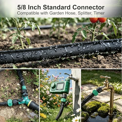 Flat Soaker Hose 25 ft 4-Pack with Splitter