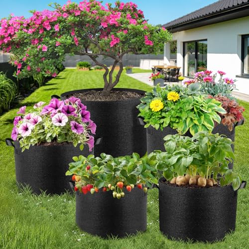 Jorvila 5-Pack 15 Gallon Grow Bags