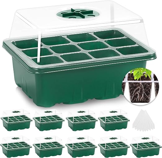 Seed starting trays with humidity domes
