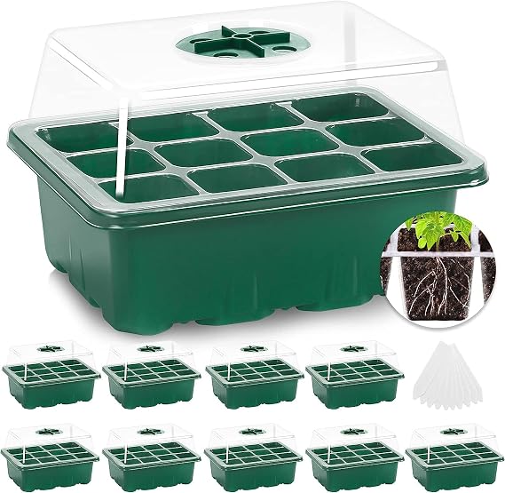 Seed starting trays with humidity domes