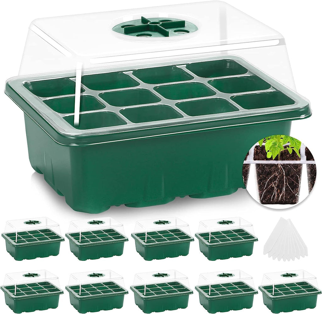 Seed starting trays with humidity domes