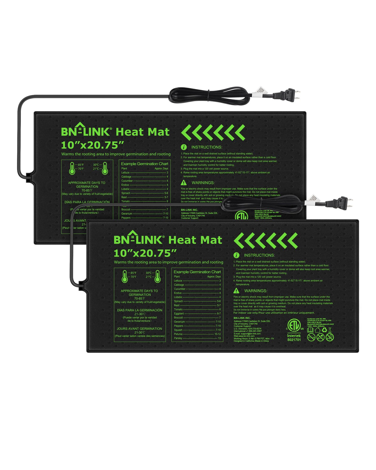 Seedling heat mats