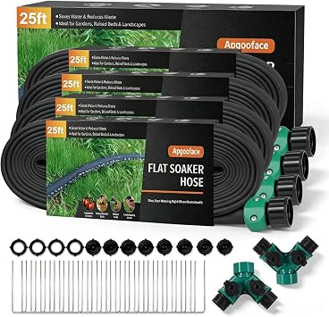 Flat Soaker Hose 25 ft 4-Pack with Splitter