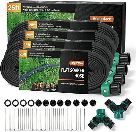 Flat Soaker Hose 25 ft 4-Pack with Splitter