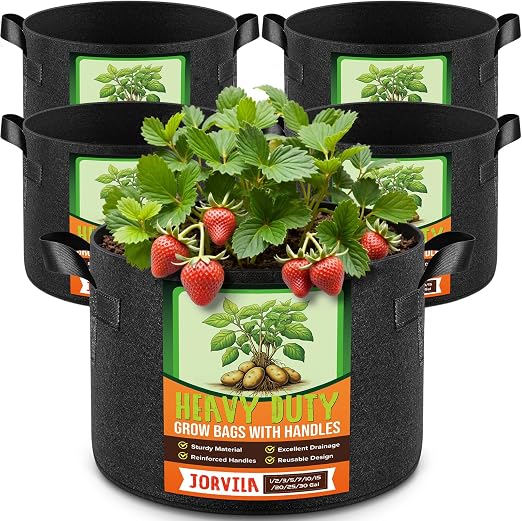 Jorvila 5-Pack 15 Gallon Grow Bags