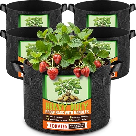Jorvila 5-Pack 15 Gallon Grow Bags
