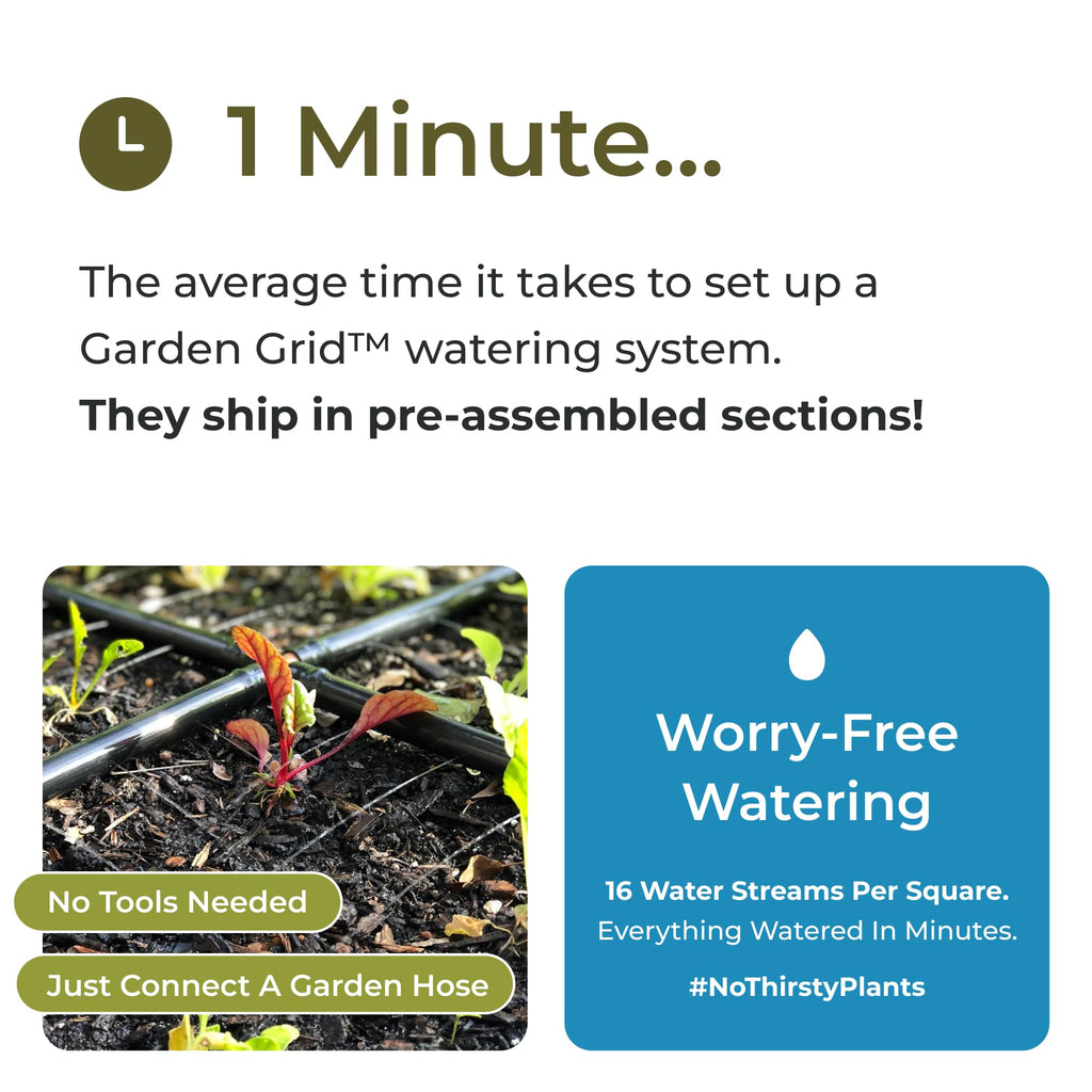 Garden Grid 4x8 | Irrigation System for Garden Bed Watering | Pre-Assembled