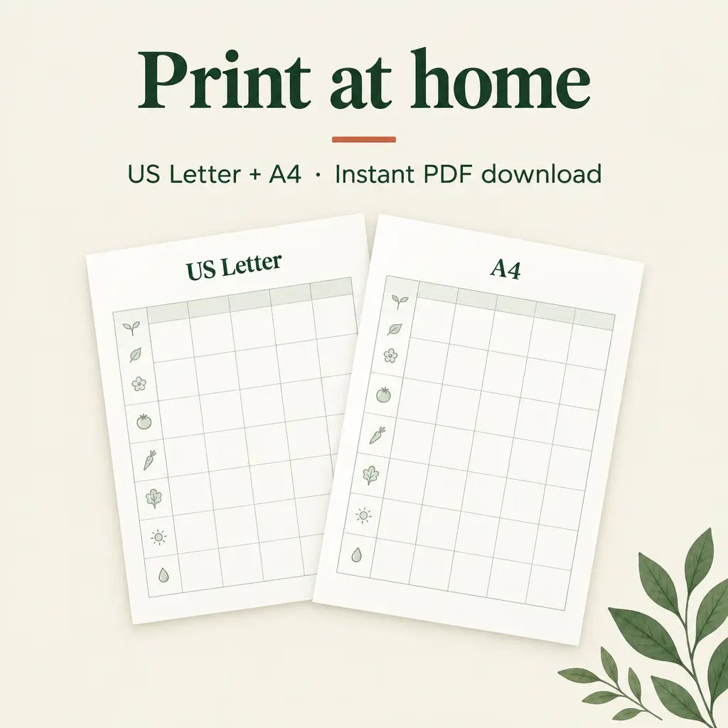 Print at home in US Letter and A4, instant PDF download