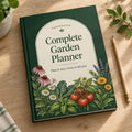 Complete Garden Planner printable PDF, dark green cover with cream arch and flowers