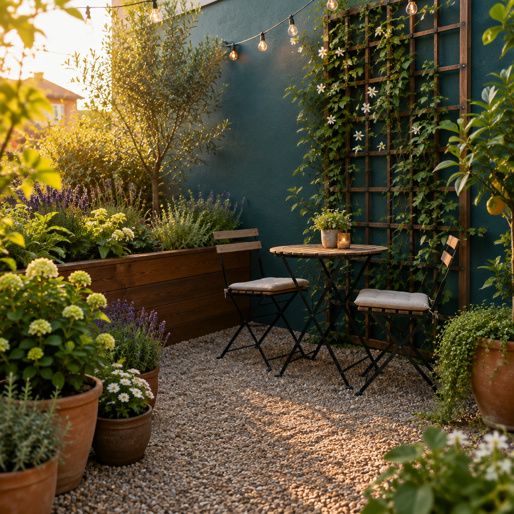 A small patio garden planned with the Small Garden Design Planner